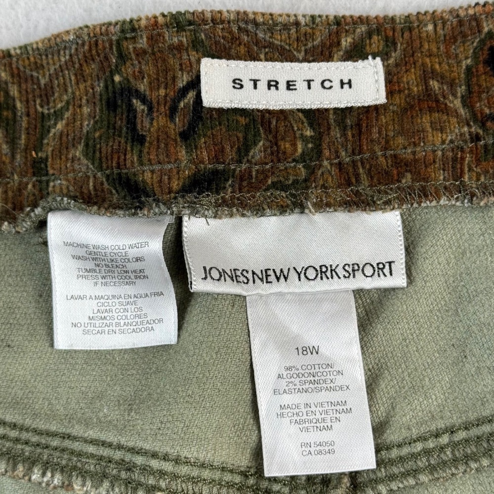 Jones New York Sport Womens 18W Paisley Corduroy Bootcut Pants Brown Earthy Boho - Picture 3 of 7